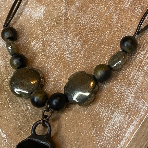 LOYAL MUSE Hematite & Natural Obsidian Black Crystal Chandelier Pendant Rustic - Picture 4 of 6